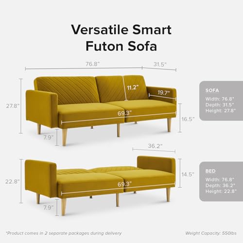Mid Century Modern Futon Sofa Bed for Small Spaces