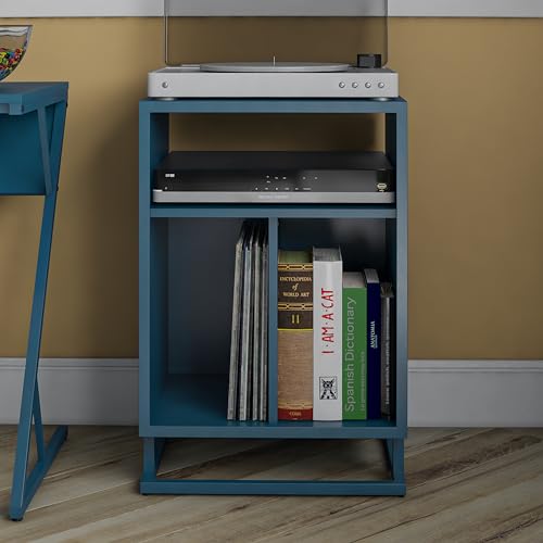 Novogratz Blue Turntable Stand/End Table
