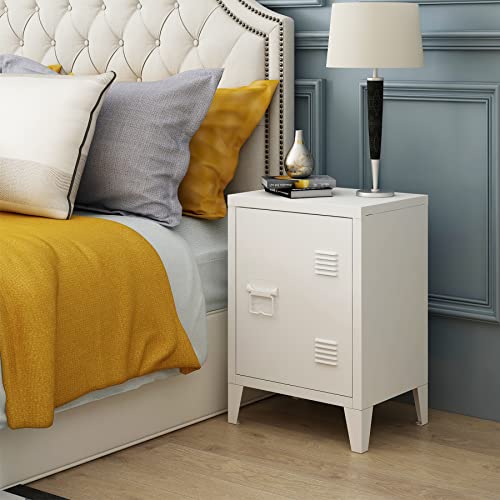 Modern White Bedside Storage Cabinet - Easy Assembly for Living Room & Bedroom