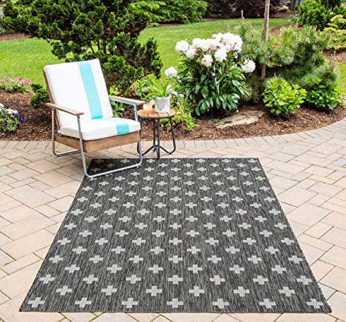 Novogratz Momeni Villa Umbria Outdoor Indoor Rug, 7'10 x 10'10, Charcoal